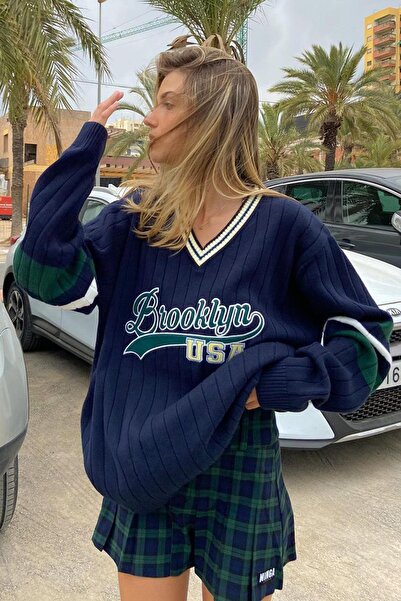 Madmext Mad Girls Lacivert Kadın Kazak Mg1279