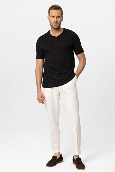 Antioch Black V-Neck Basic Men's T-Shirt