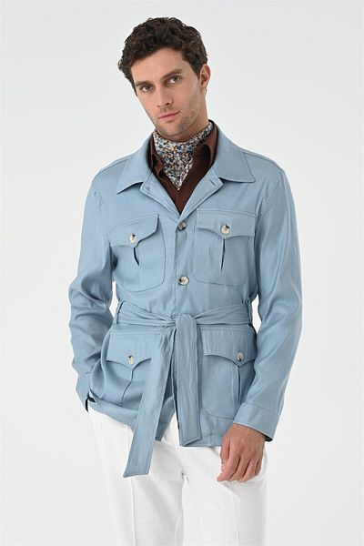 Antioch Blue Belted Men's Seasonal Linen Coat