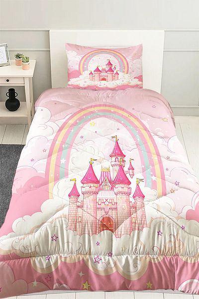 3D ELSE HALI Single Pink Patterned Girl's Quilt Pillow - Quilted
