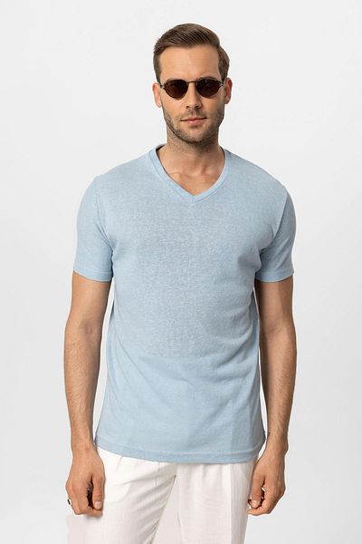 Antioch Men's V-Neck Baby Blue Basic T-shirt