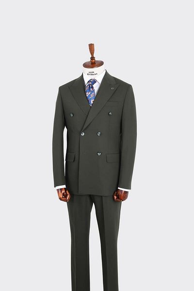 Kadir Büyükkaya Swallow Collar Double Breasted Men's Suit-Kax1210S
