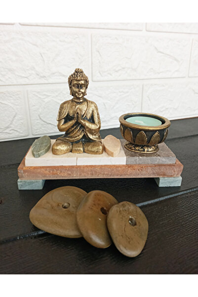 GÖKÇEN HOBİ Buda Buddha Lotus Mumluk Taş Stant