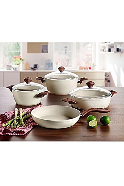 Pierre Cardin Ahşap Saplı Graniks 7 Parça Tencere Seti