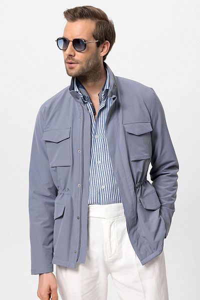 Antioch Indigo Stand Collar Safari Men's Coat