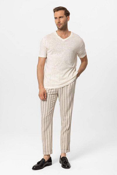 Antioch Men's V-Neck Basic Ecru T-shirt
