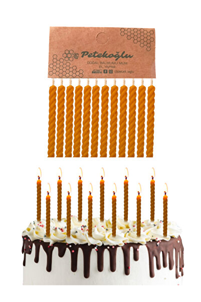 Petekoğlu (12 Adet ) Balmumu Mum Doğal Petek Pasta Parti Mumu Doğym Günü Nişan Kına Gecesi Beeswax Candle