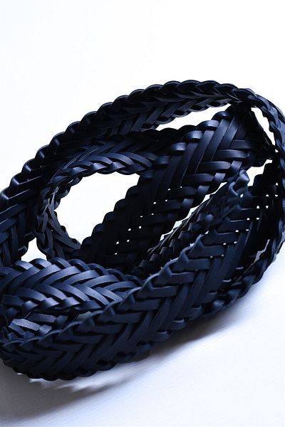 Antioch Navy Blue Faux Leather Knitted Men's Belt
