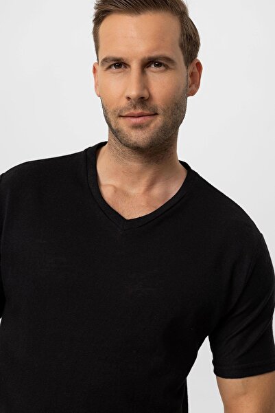 Antioch Black V-Neck Basic Men's T-Shirt