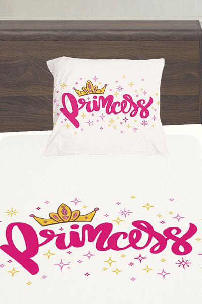 3D ELSE HALI Princess Crowned Patterned Girl's Single Pillowed Elastic Sheet Set 100X200Cm