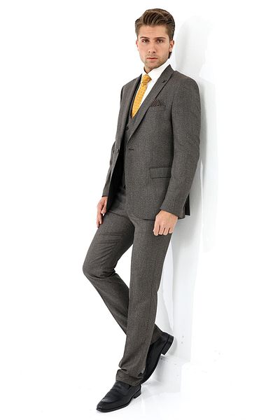 Presto بدلة سترة Slimfit للرجال - 6 قطع بني، 768-400