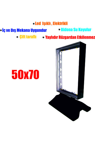 TASARIM TABELA Işıklı Çift Taraflı 50x70cm Yaylı Pano Baskısız Windpro