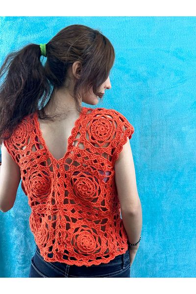 Gönülden Tasarım Motifed Hand Knitted Women's Sweater Blouse
