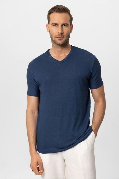 Antioch Men's V-Neck Navy Blue Basic T-shirt