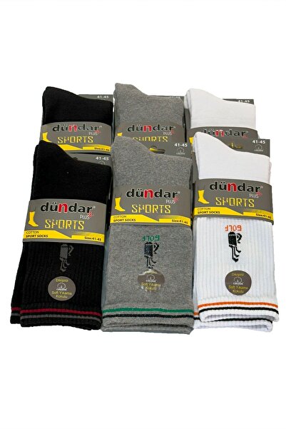 REMSA Ανδρικές κάλτσες προπόνησης τένις 6 πακέτο - DNDR-02 με μοτίβο γκρι-μαύρο-άσπρο