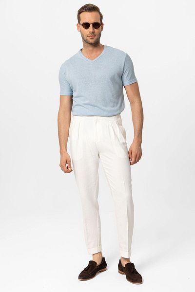 Antioch Men's V-Neck Baby Blue Basic T-shirt