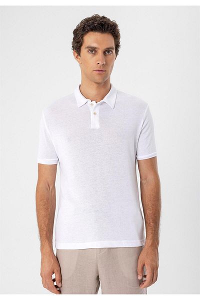 Antioch White Polo Neck Slim Fit Men's T-shirt