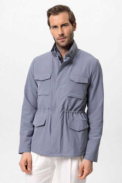 Antioch Indigo Stand Collar Safari Men's Coat