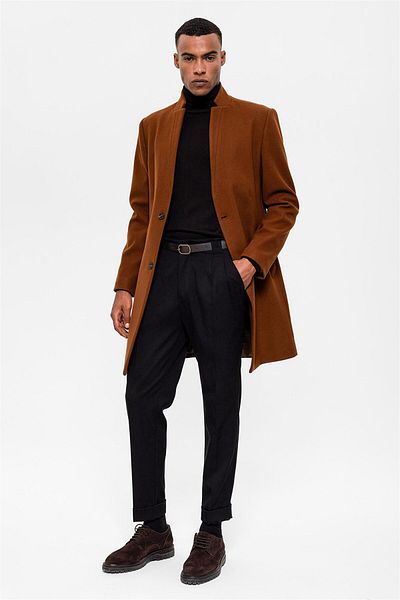 Antioch Tan Judge Collar Men's Coat