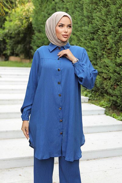 MİSSKAYLE Συγκεντρώστε λεπτομερές σετ Indigo Hijab