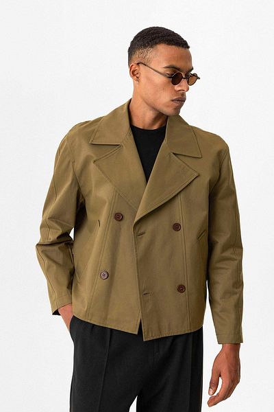 Antioch Khaki Crop Fit Men's Trench Coat