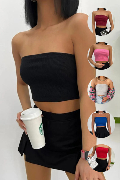 KaSheHa Kadın 6'lı Paket Fitilli Kaşkorse Straplez Büstiyer 25 Cm