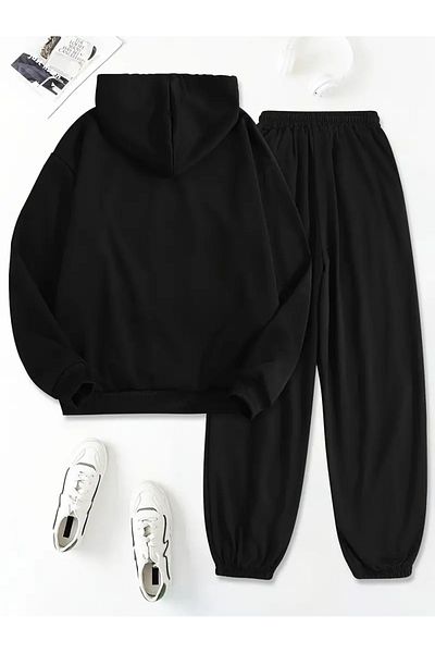 Karatopak Set de trening unisex cu glugă, cu buzunar cangur, cu imprimeu
