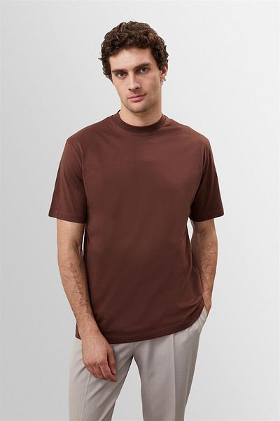 Antioch Brown Crew Neck Basic T-shirt