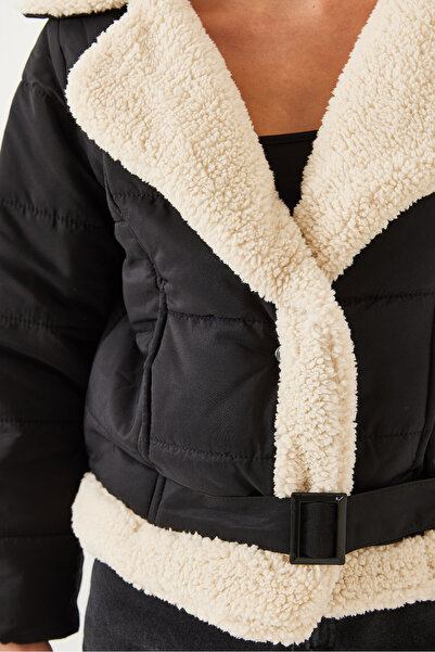 Bianco Lucci Dámská plyšová bunda s dvojitým límcem 2401 60351018