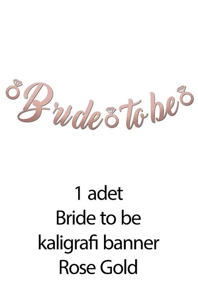 Atölye Mi Rose Gold Calligraphy Banner - Heart Balloon and Decoration Set