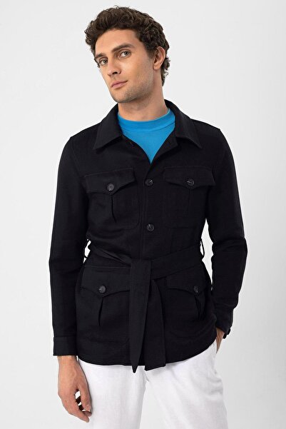 Antioch Black Belted Men's Seasonal Linen Coat