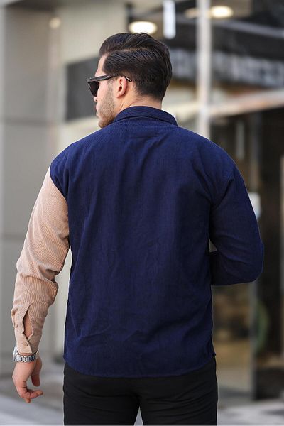 Valiberta Contrast Double Color Corduroy Shirt - Dark Navy