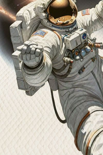 3D ELSE HALI Boy's Astronaut Cosmonaut Patterned Single Pique Bedspread - Quilted