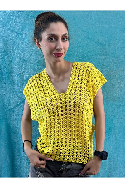 Gönülden Tasarım Жіноча блуза з перехресним вирізом, ручної роботи - стандарт...