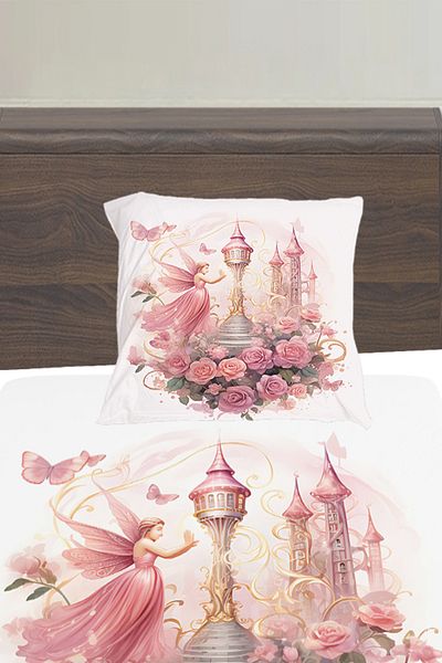 3D ELSE HALI Pink Haunted Floral Patterned Children's Single Pillowed Elastic Sheet Set 100X200Cm