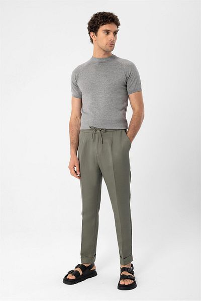 Antioch Gray Melange Crew Neck Knitwear T-shirt