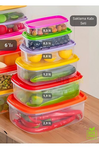 Jet's Home Set of 6 Bpa Free Food Container and Refrigerator Door