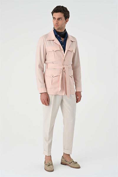 Antioch Powder Belted Men's Seasonal Linen Coat