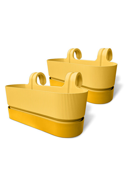 ToXA 2 Adet 5.8 Litre Sarı Iksora Çift Askılı Saksı Dekoratif Balkon Saksısı ...