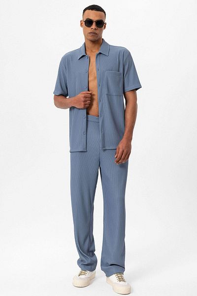 Antioch Indigo Corded Short Sleeve Men's Shirt