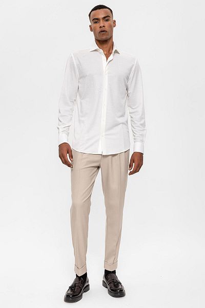 Antioch Ecru Slim Fit Woven Men's Shirt