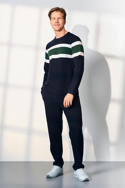 Doreanse Ανδρική μακρυμάνικη πιτζάμες Milano Ribana Navy Blue C7T4N5O4