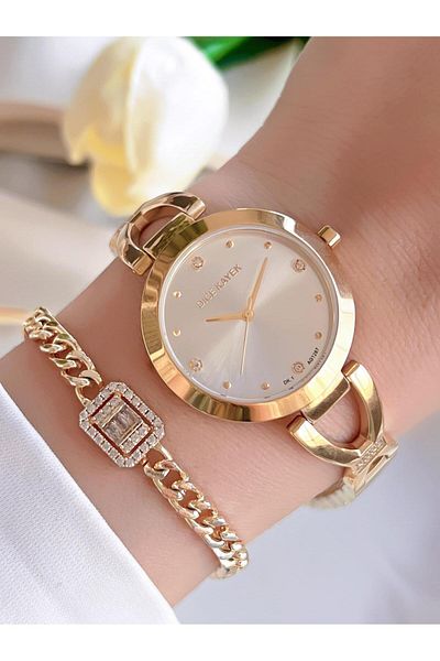 Dice Kayek Steel Cord Steel Case No Darkening Color Throwing Women's Wrist Watch+Bracelet Ag1287.02