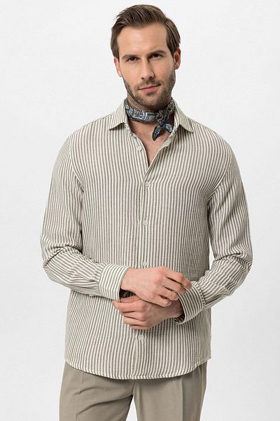 Antioch Khaki Striped Men's Shirt