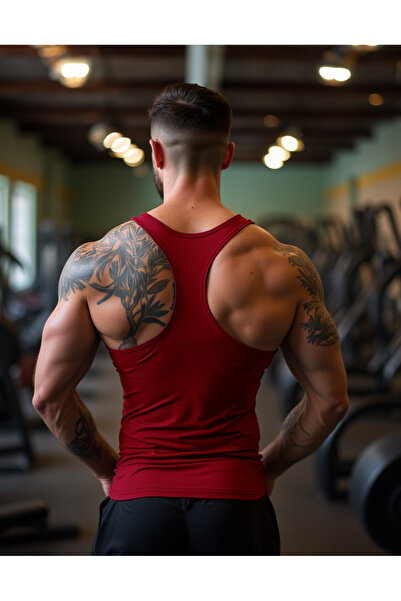 Ghedto Logo Gym Fitness Tank Top Sports Tank Top [Burgundy]