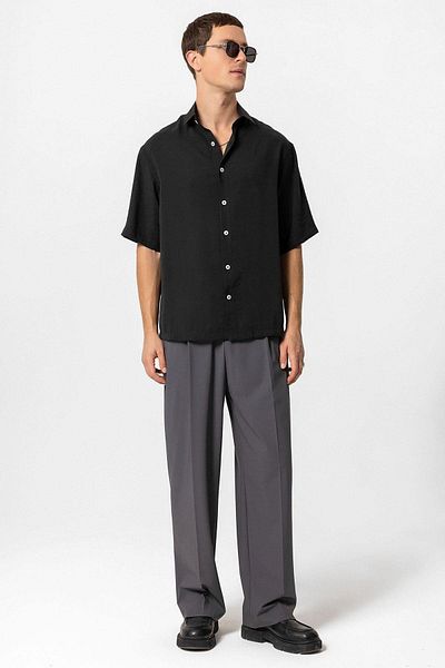 Antioch Black Short Sleeve Oversize Men's Shirt