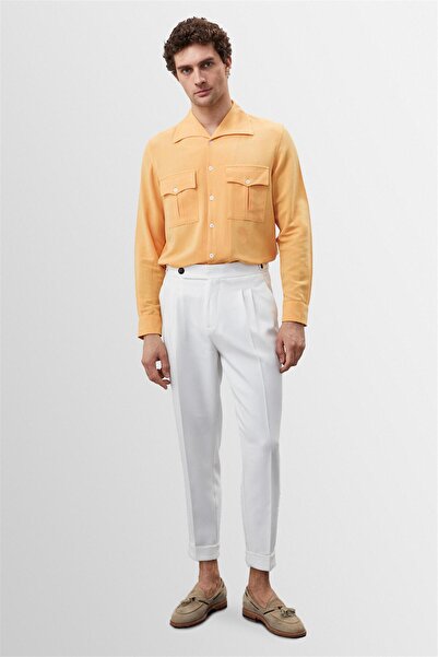 Antioch Light Mustard Wide Collar Men's Shirt with Chest Pockets