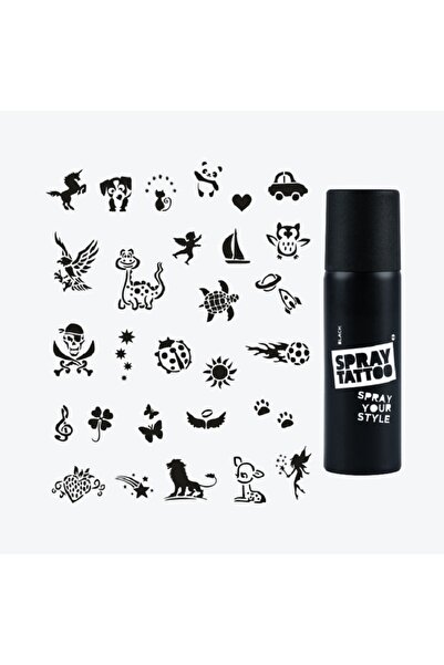Airbrush Tattoo Wonderland City Pack Spray Tattoo Geçici Dövme Seti 28 Desen ...