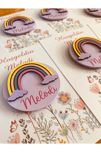 Zen Ahşap Tasarım bebek hediyelik magnet- isme özel kartlı magnet ( 10 adet f...