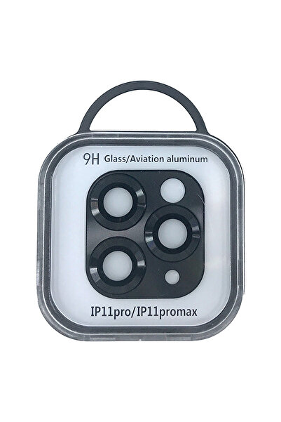 Nettech İphone 12 Pro Max Uyumlu Metalik Seri Kamera Cam Koruyucu - Siyah